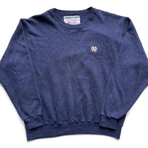 Vintage Notre Dame Fighting Irish College NCAA Champion Ribbed Fleece Sweatshirt - Picture 1 of 7